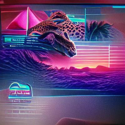Retrowave Safari Scene with Neon Colors
