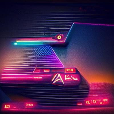 Atari Logo in Synthwave Neon Retro Style
