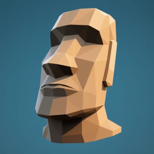 Low Poly Easter Island Head Sculpture