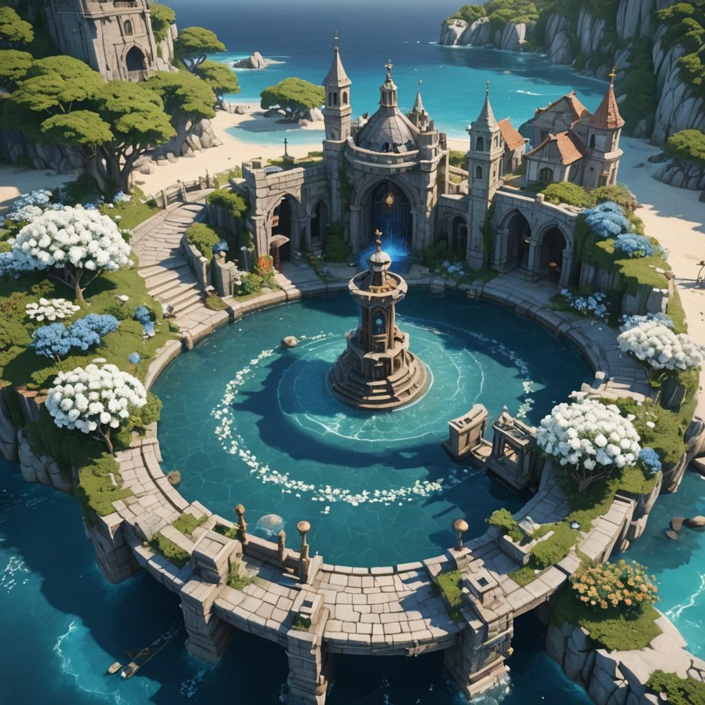 Medieval Shoujo Scenery with Hallowed Fountain