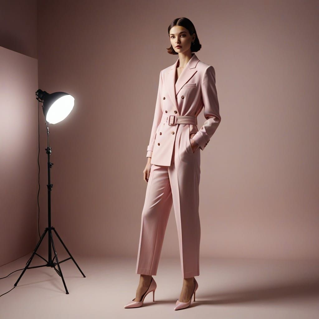 Elegant Woman in Luxury Fashion Editorial Studio Shot