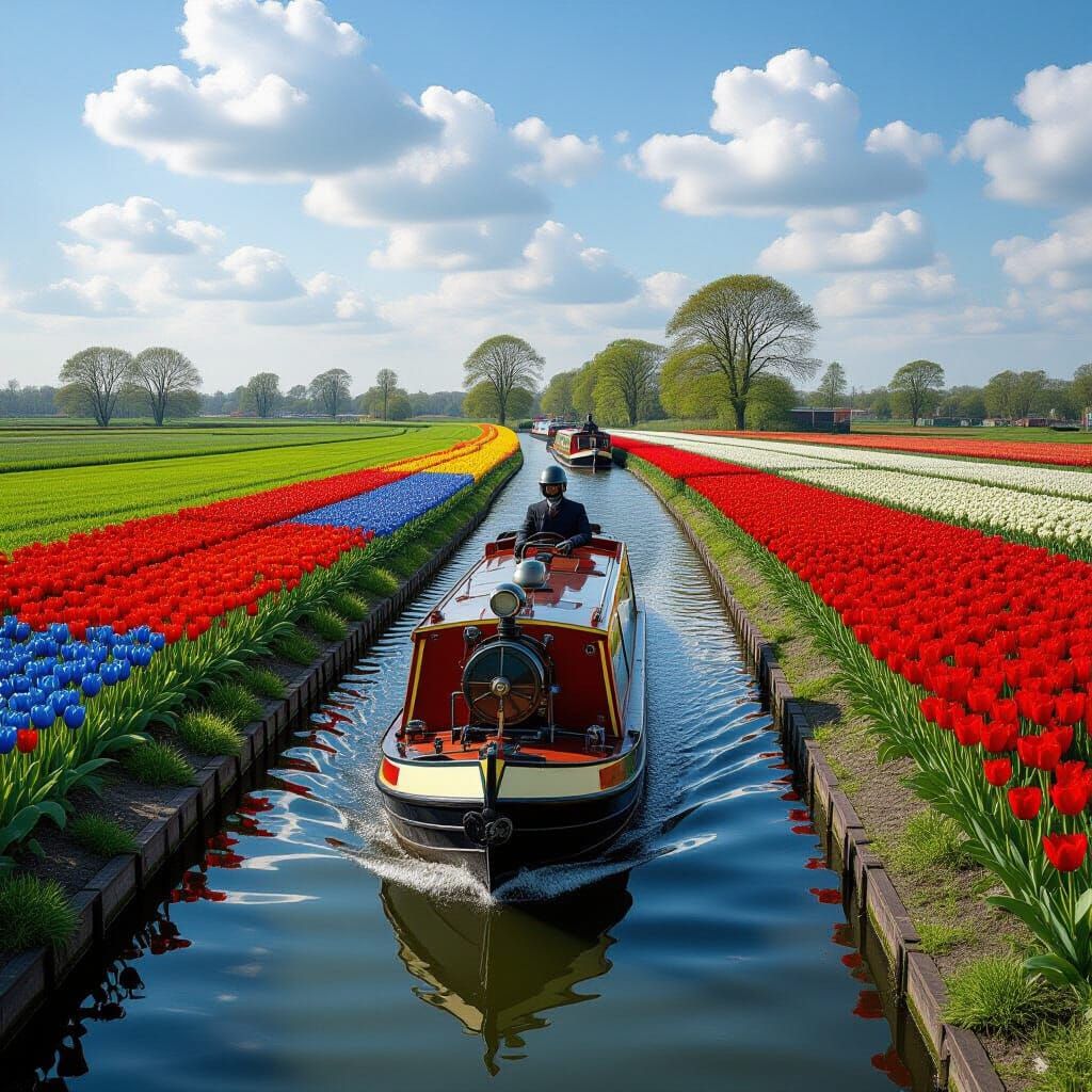 Robot Steers Barge Through Dutch Tulip Fields