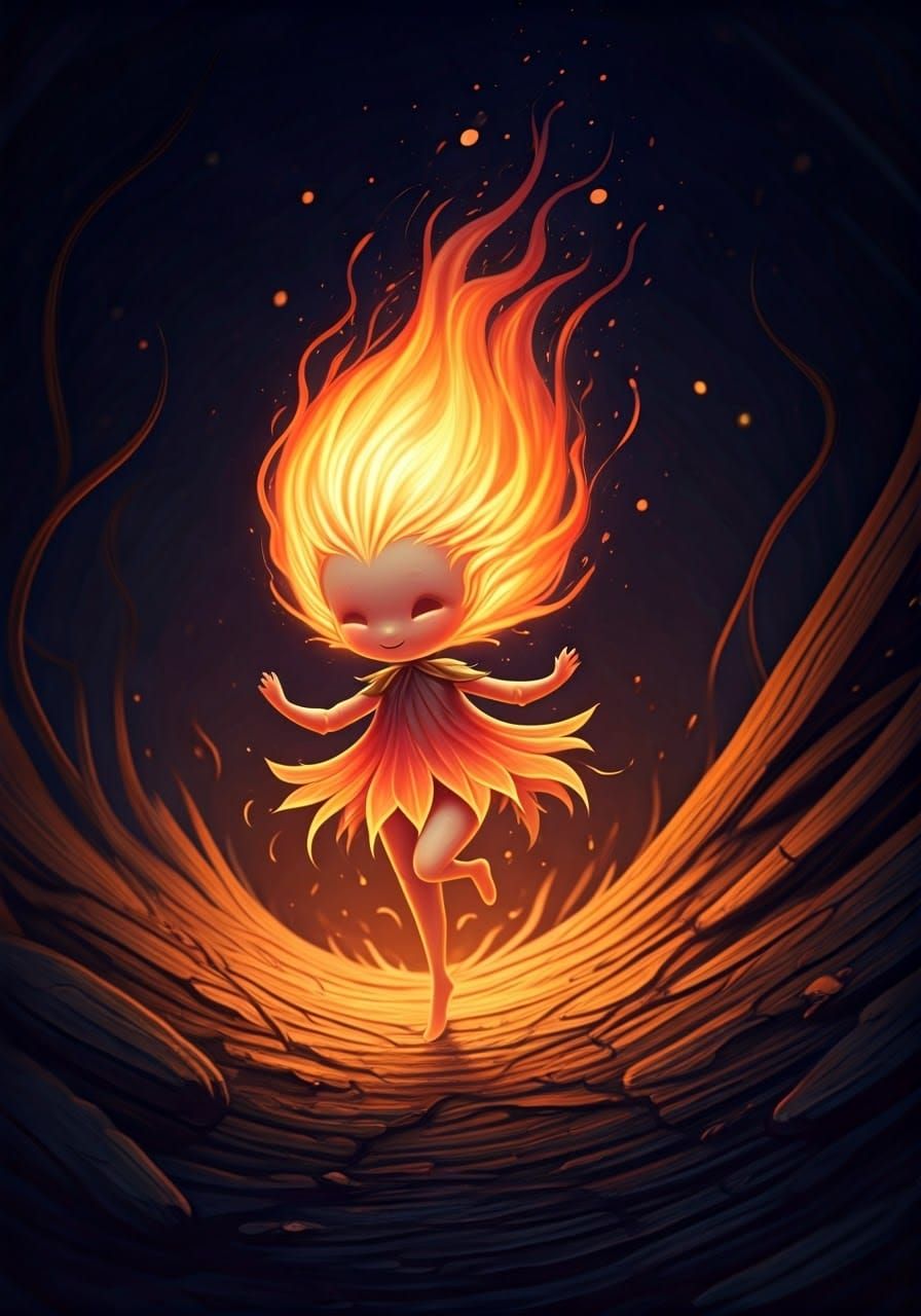 Dancing fire sprite.