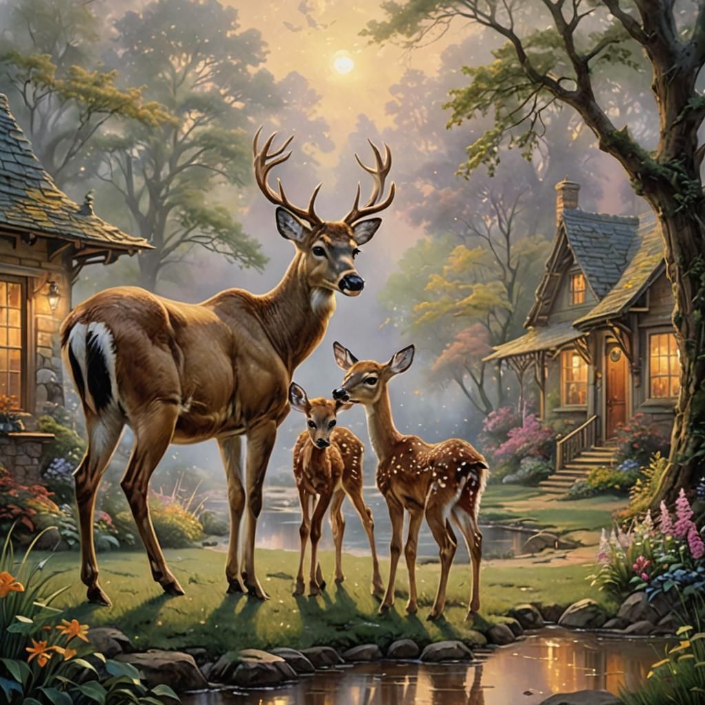 Indian Woman Breastfeeding Deer Fawn: Ethereal Fantasy