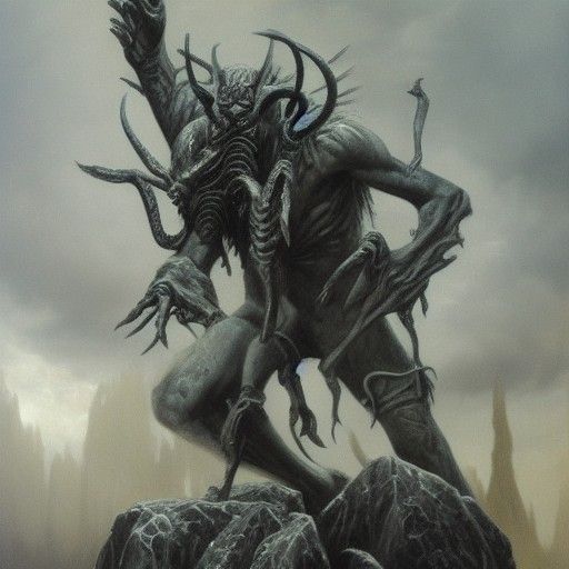 Stone Demon in Gothic Horror Style