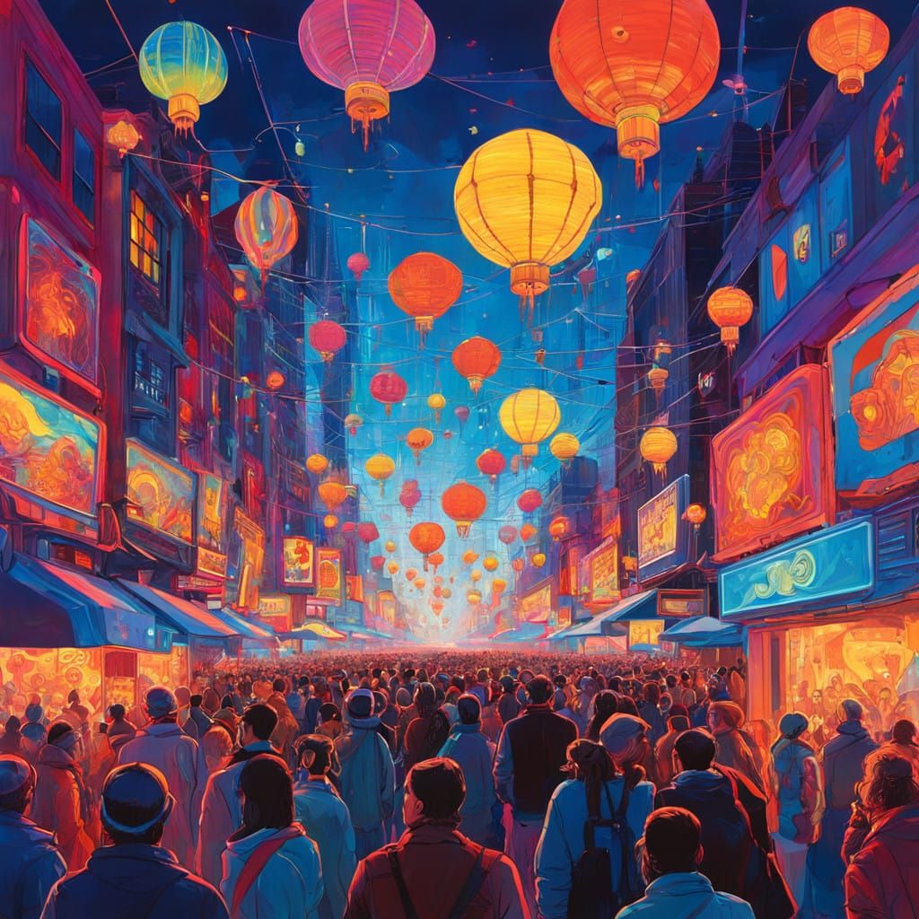 Electric Dreamscape Festival Scene in Vibrant Psychedelic St...