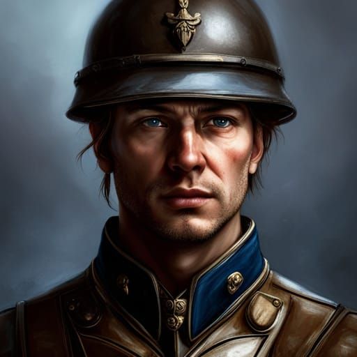 Hyperrealistic Portrait of a Rugged Military Man