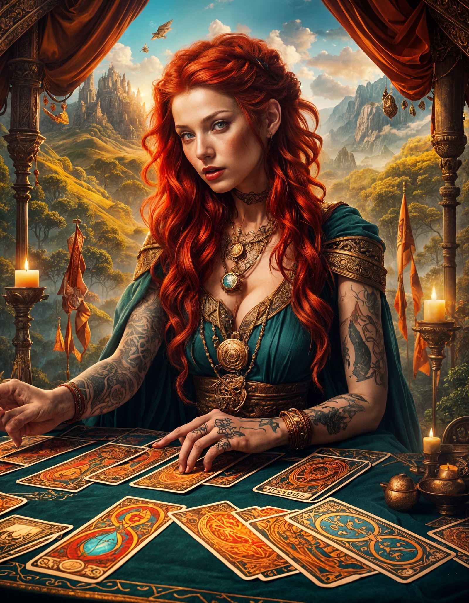 Beautiful Tarot Reader Deals a Spread