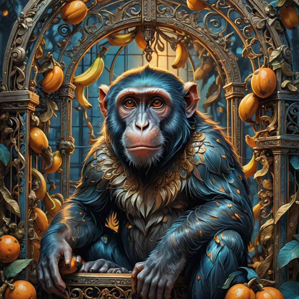 Monkey in Mystical Cage Fantasy Concept Art