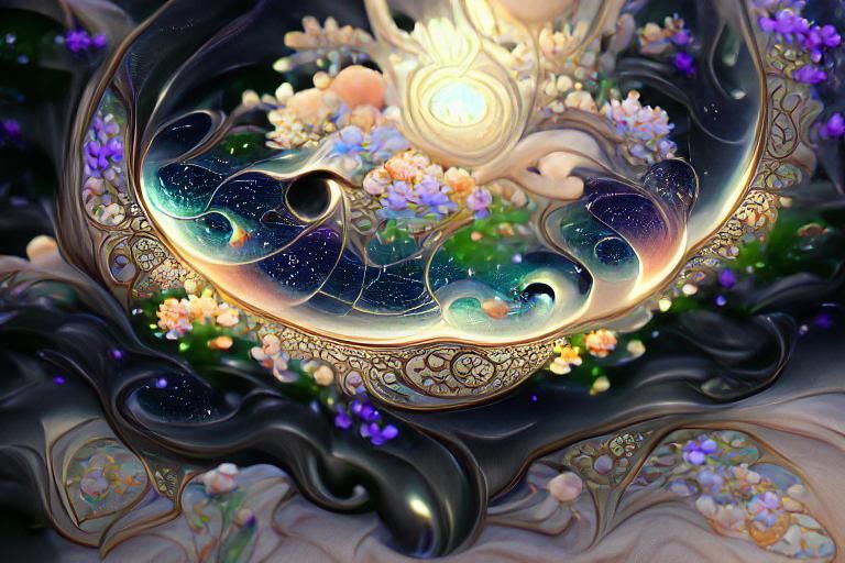 Yin Yang Star Mandala in Art Nouveau Style