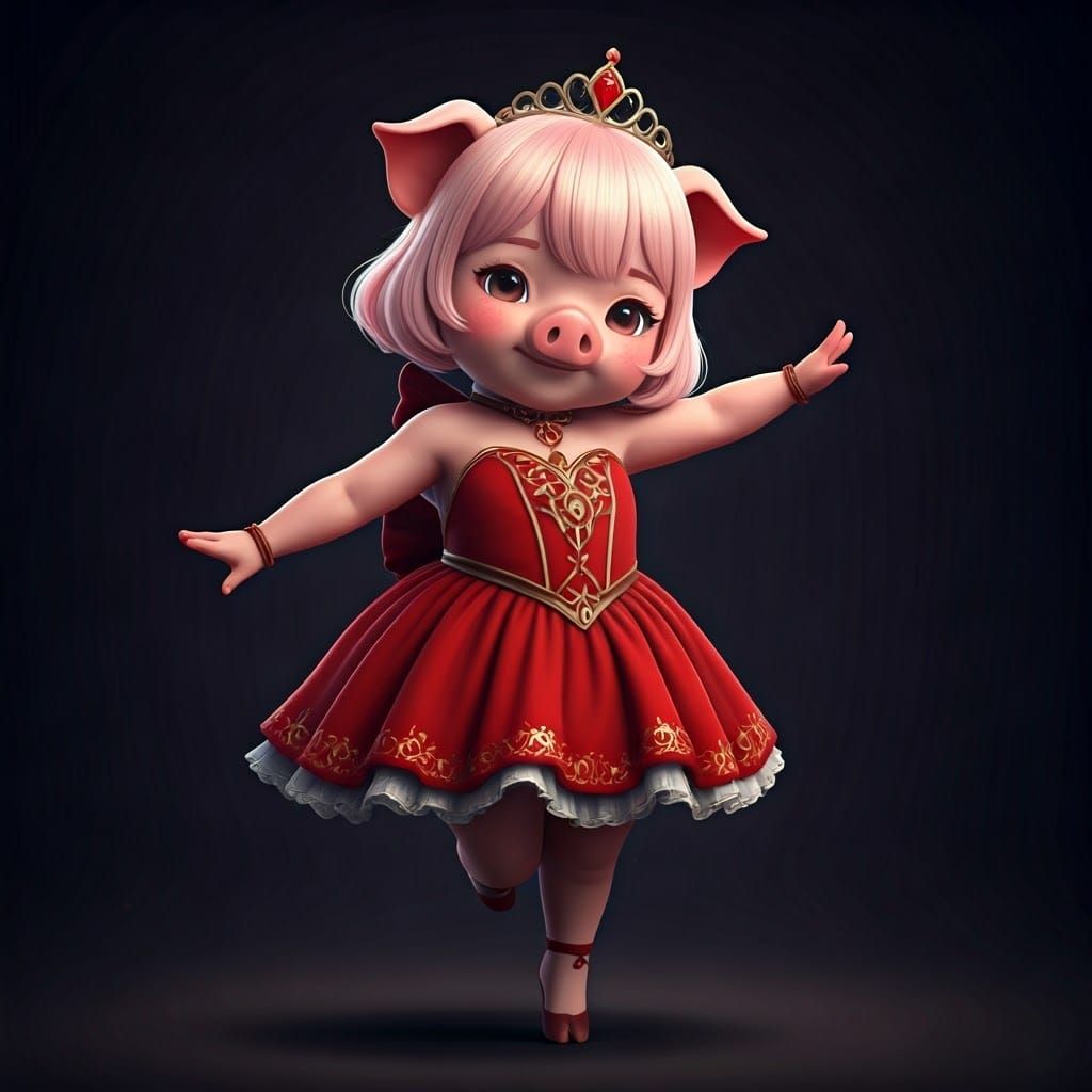 Cute Piggirl Dancing in 3D Anime Style