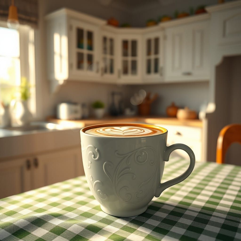 Surreal Cappuccino Scene in Hyperrealistic 8K Style