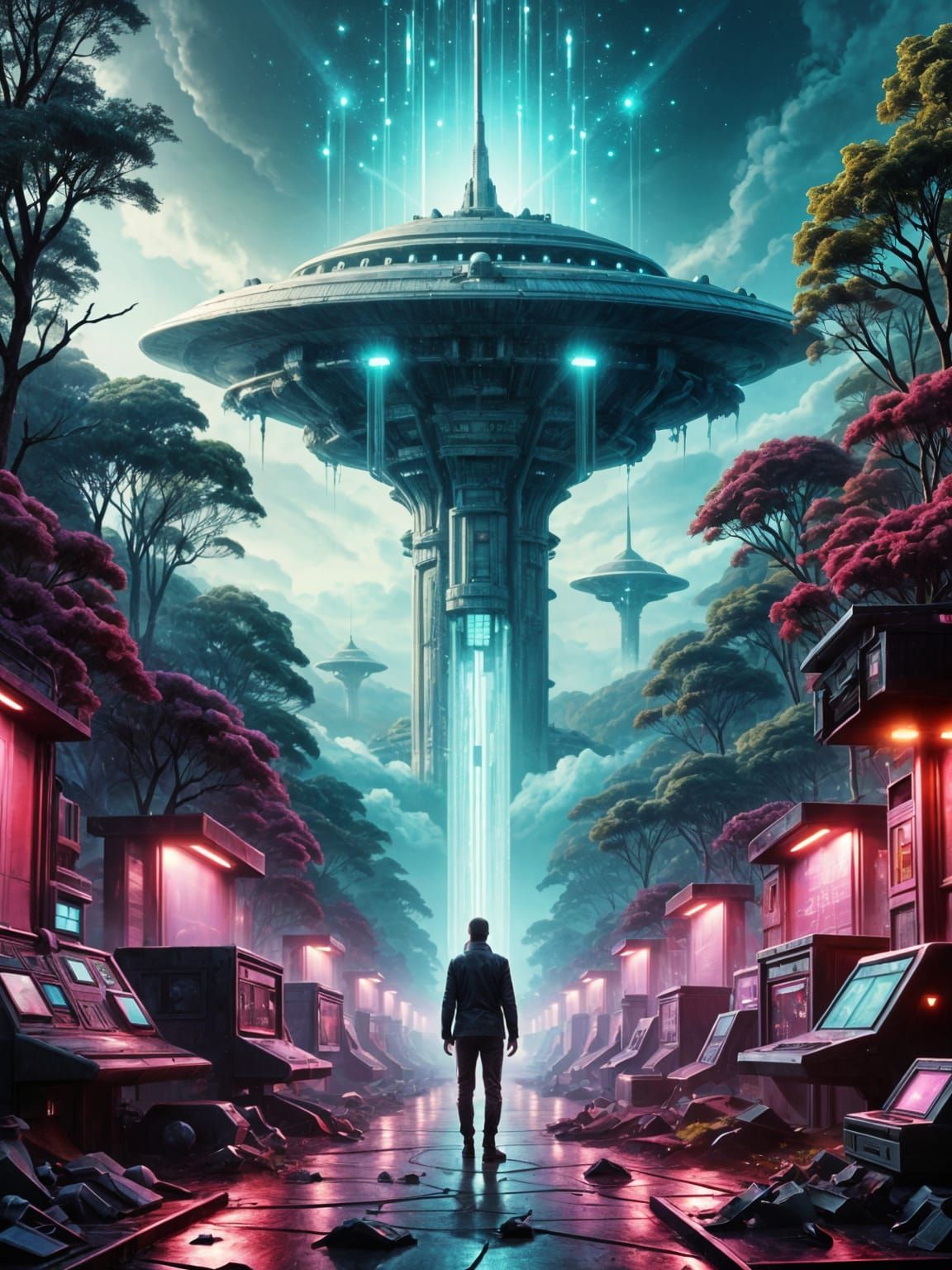 Surreal Sci-Fi Collage of Alien Invasion