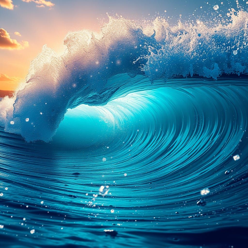 Azure Wave Prismatic Spray: Digital Art