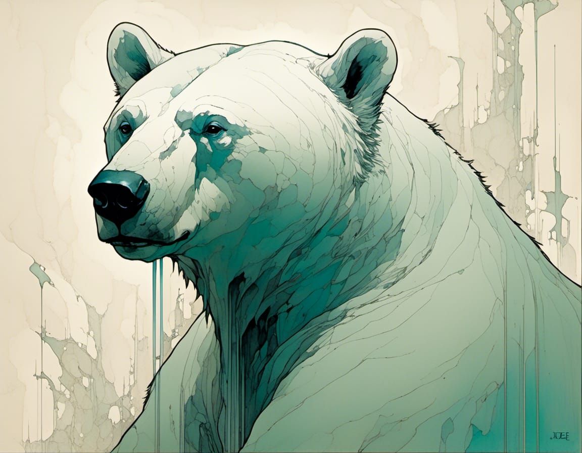 Expressive Polar Bear Portrait in Bright Colors