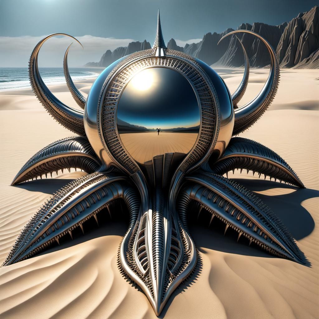 Cosmic Metallic Beauty on a Sunny Beach