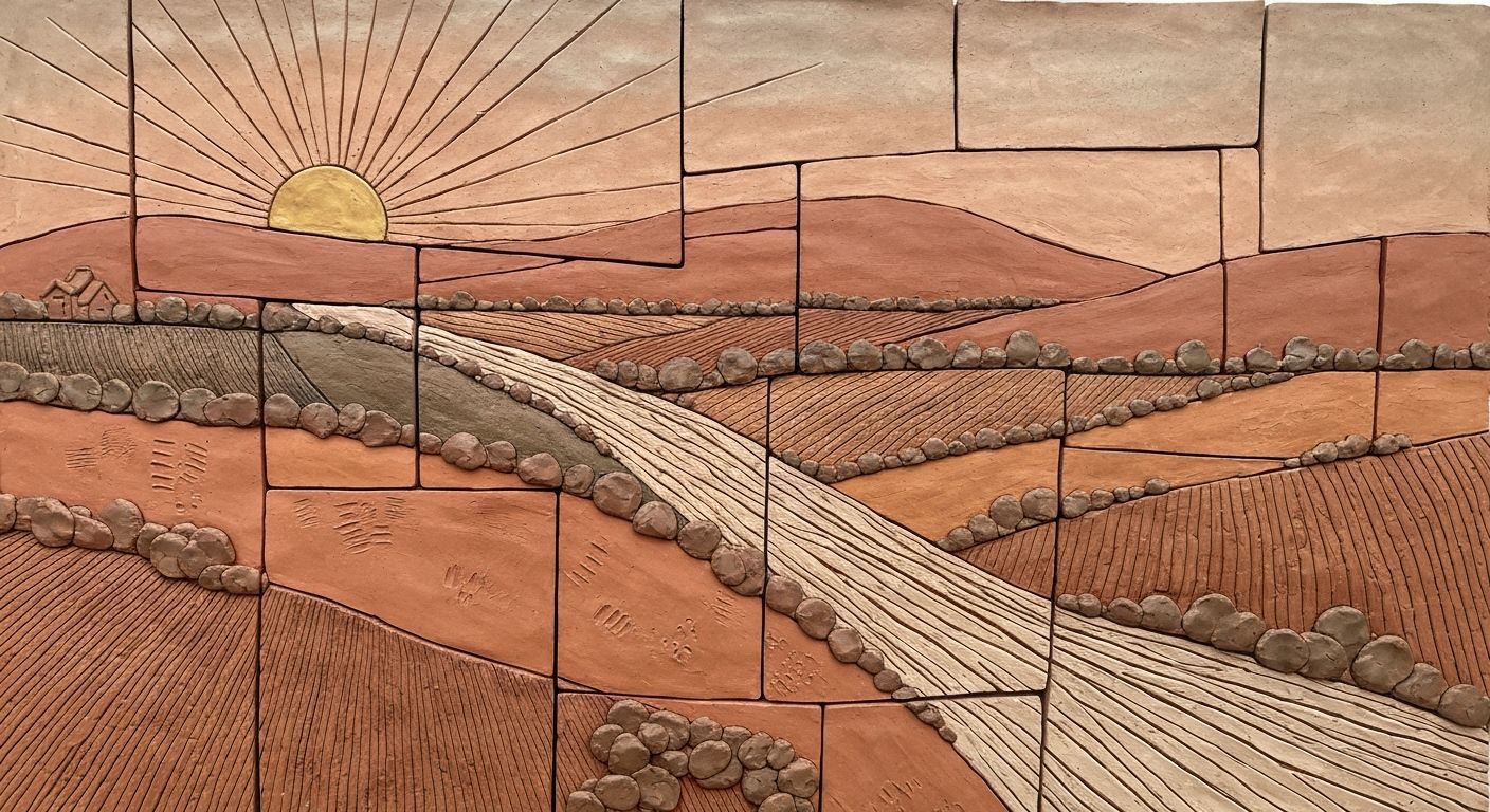 Earthy Clay Tapestry of Serene Landscape