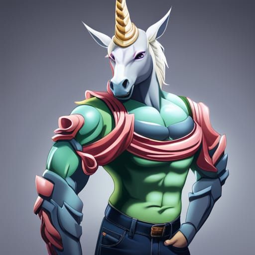 Anthropomorphic Unicorn in Relaxed Posture