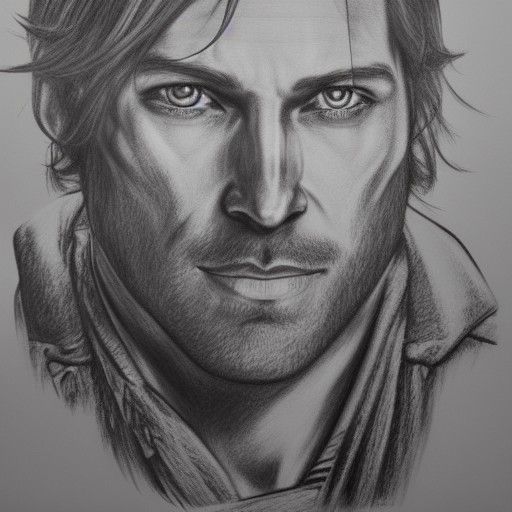 Hyperdetailed Charcoal Drawing of Arthur Morgan