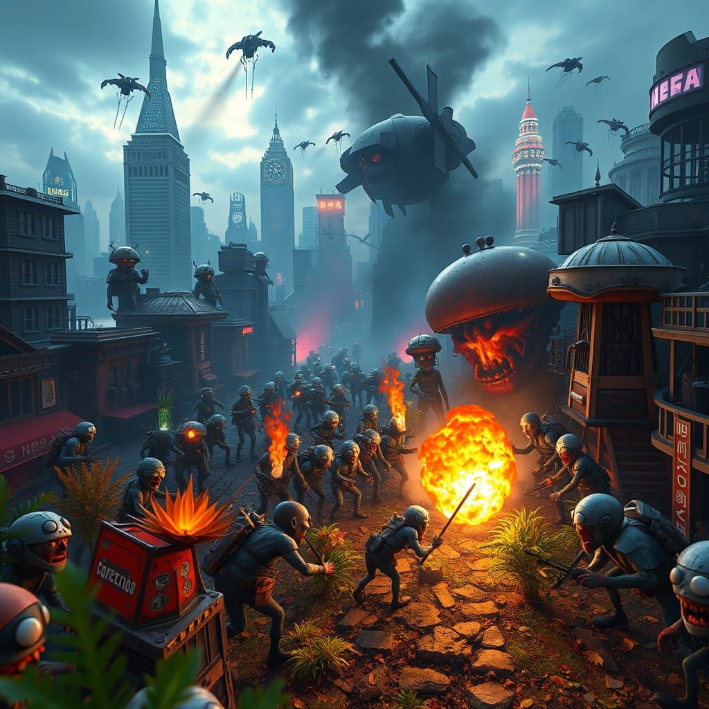 Plants Vs Zombies Vs Space Invaders: Epic Battle