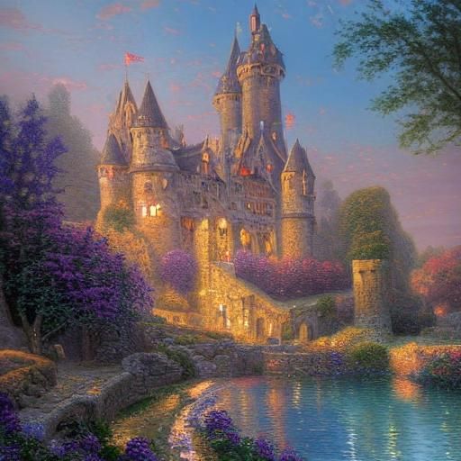 Medieval Fountain at Castle: Photorealistic Warhammer Fantas...