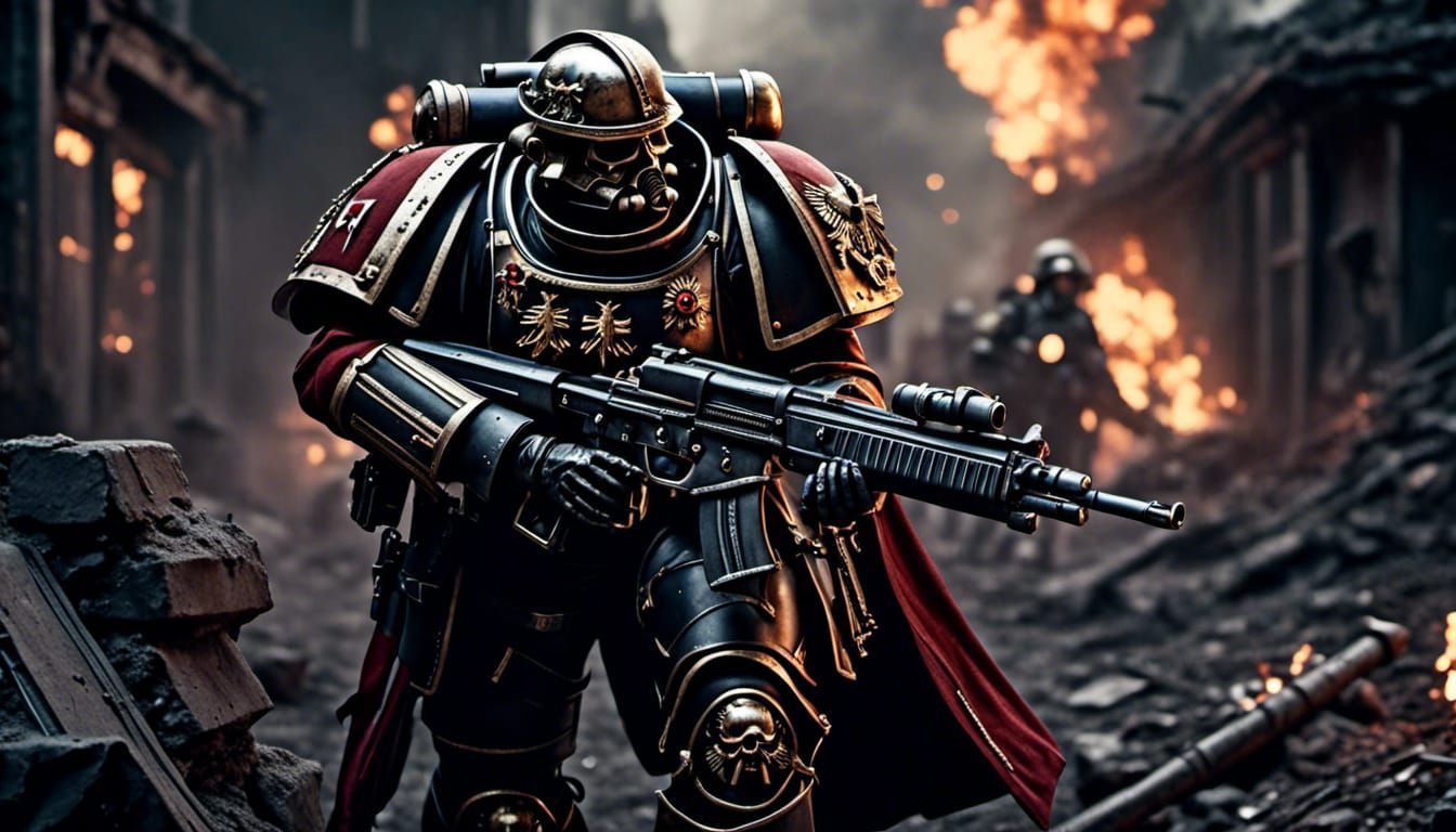 Warhammer 40k soldier in a nightmare battle