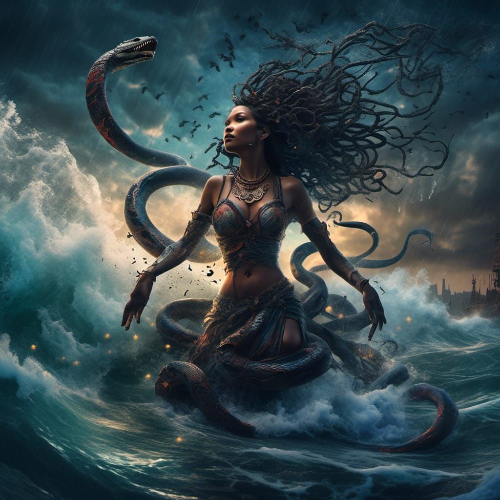 Voodoo Woman in Sea Storm: Fantasy Concept Art