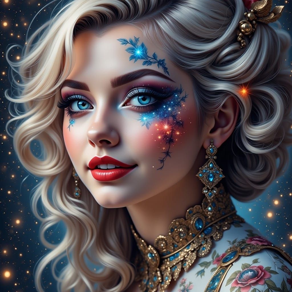 Glowing Princess in Cosmic Beauty