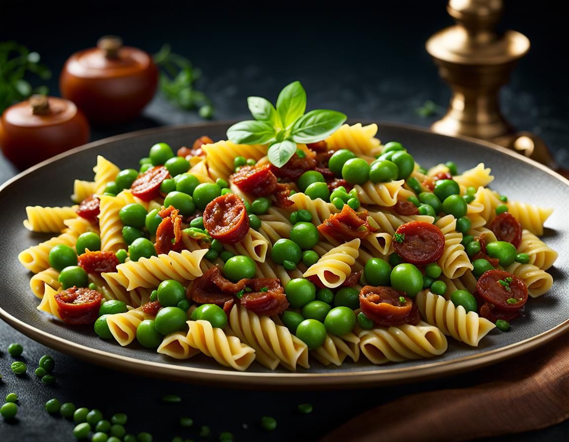 Garganelli Pasta with Chorizo and Peas