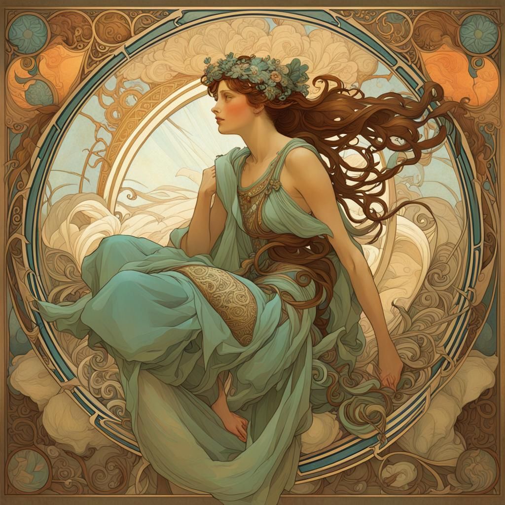 Stunning Art Nouveau Digital Painting in Mucha Style