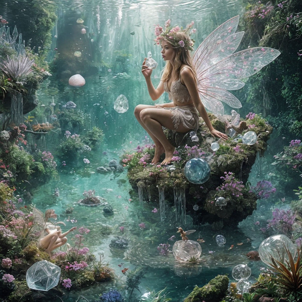 Fairy Surrounded by Crystalline Landscape