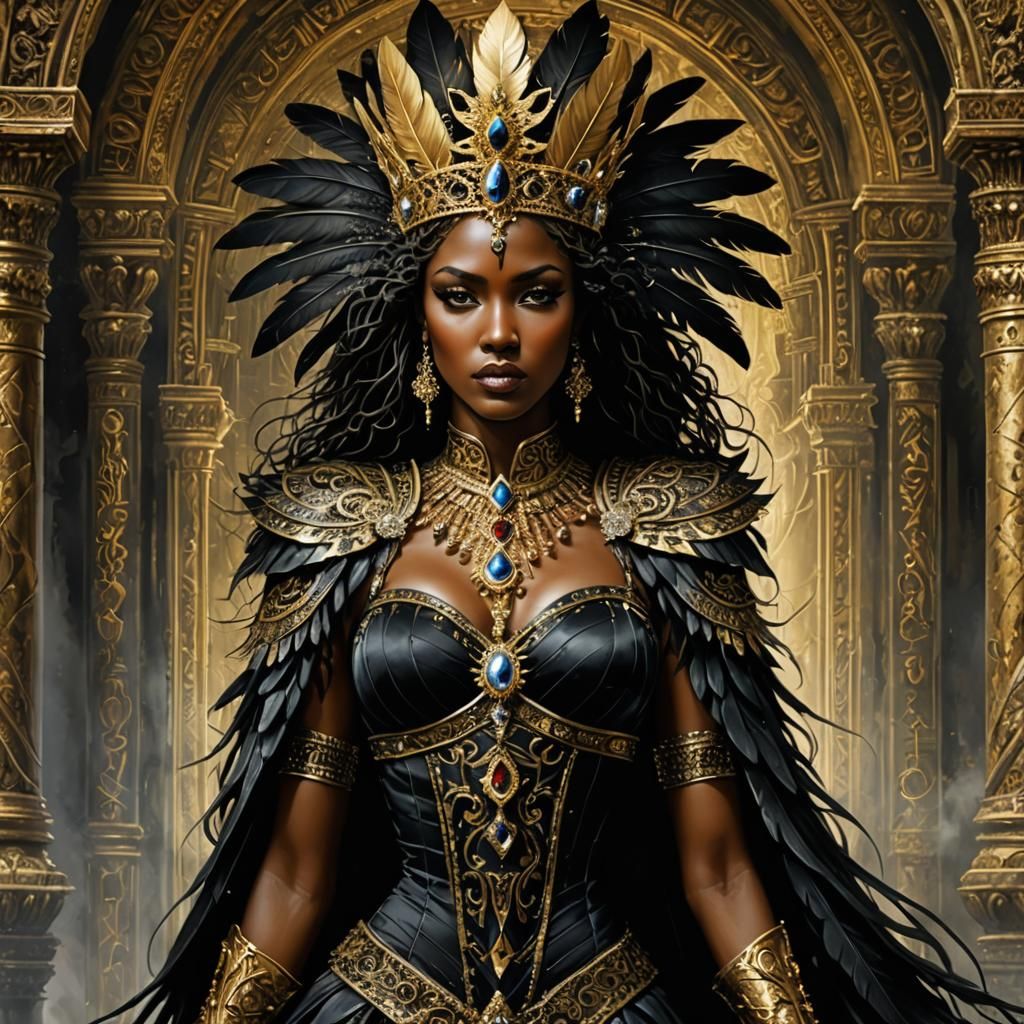 Intricate Dark Queen in a Fantasy Palace
