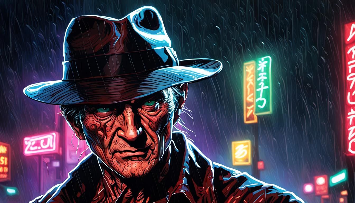 Freddy Krueger Portrait in Anime-Inspired Comic Art