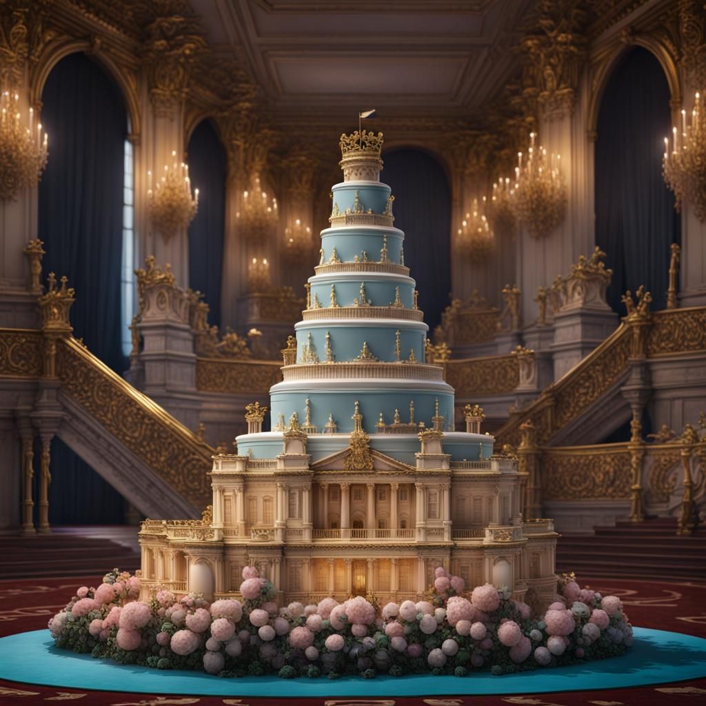 Wedding cake sculpture of Buckingham Palace