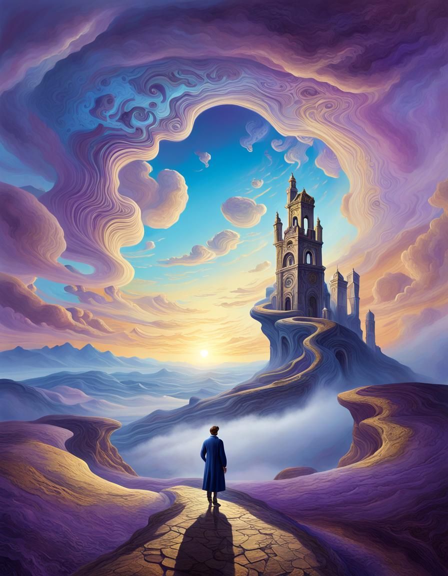 Surreal Landscape with Ancient Stone Structures