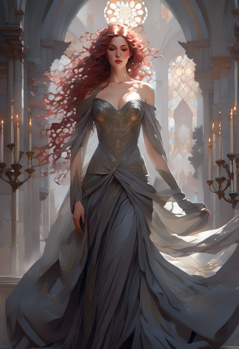 Medieval Lady Portrait in Hyperdetailed Digital Art