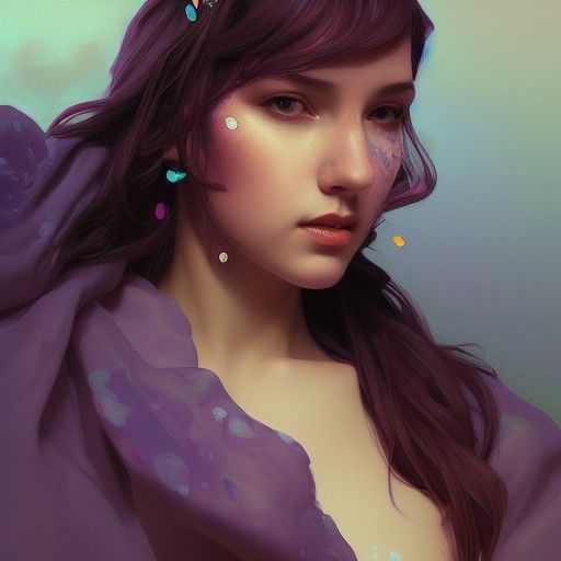 Detailed Portrait of a Girl in Art Nouveau Style