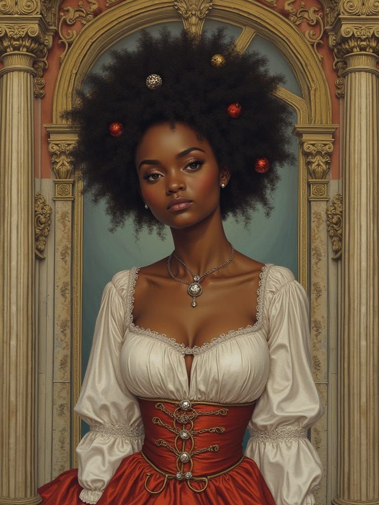 Ethereal Rococo Portrait of a 1800s German African Woman
