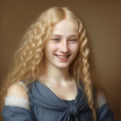 Photorealistic Portrait of Smiling Blonde Woman