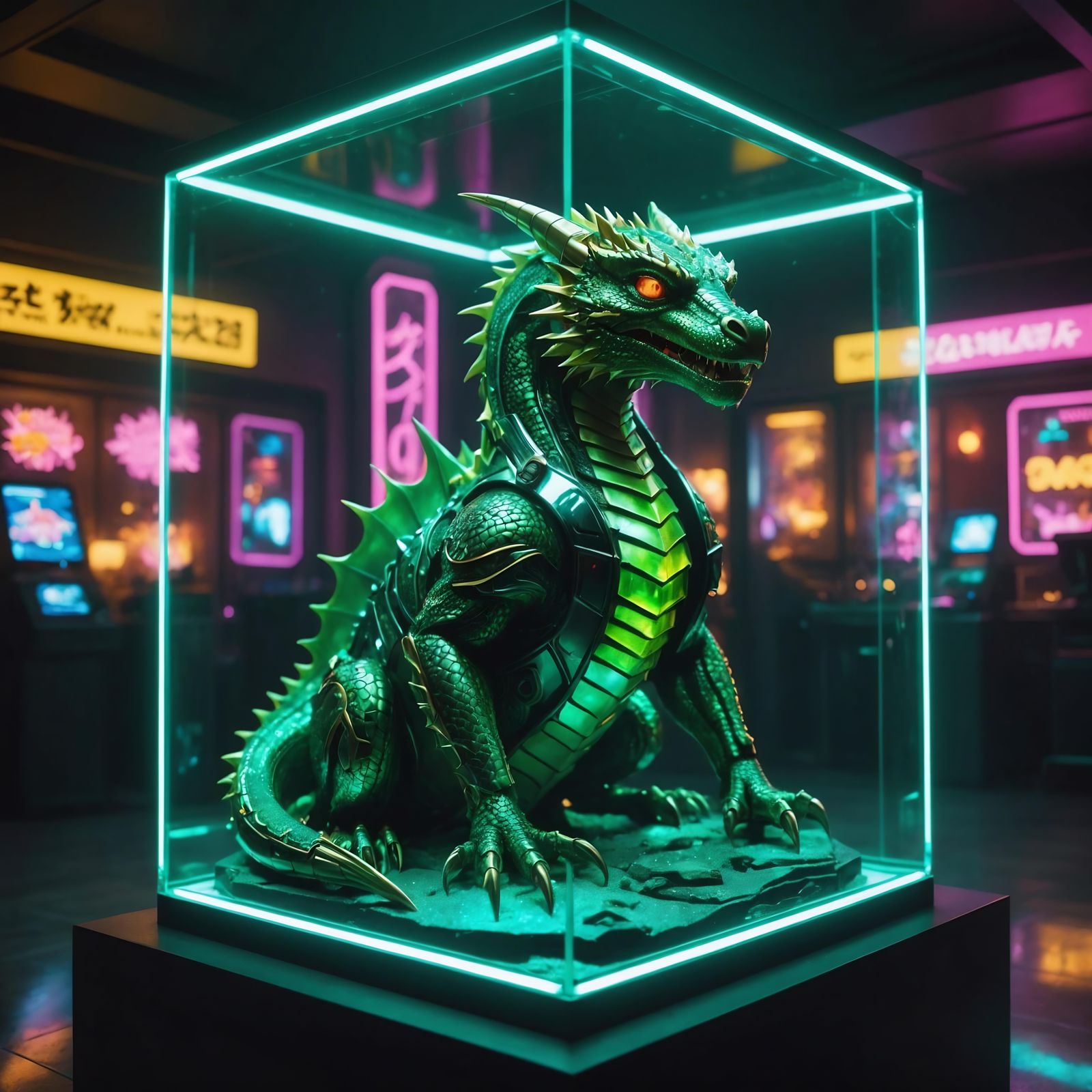 Green Dragon in Cyberpunk Slovenia Jewelry Box
