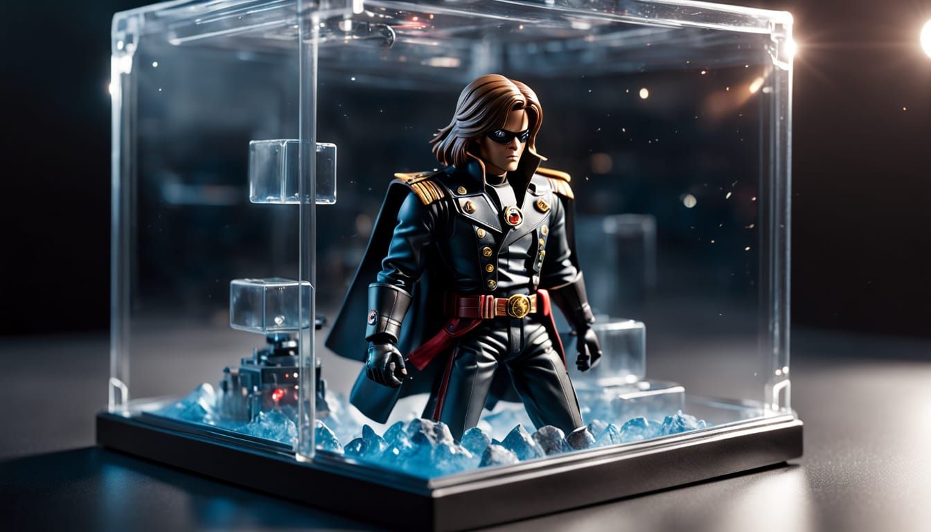 Captain Harlock Action Figure in Retro-Futuristic Plastic Bo...