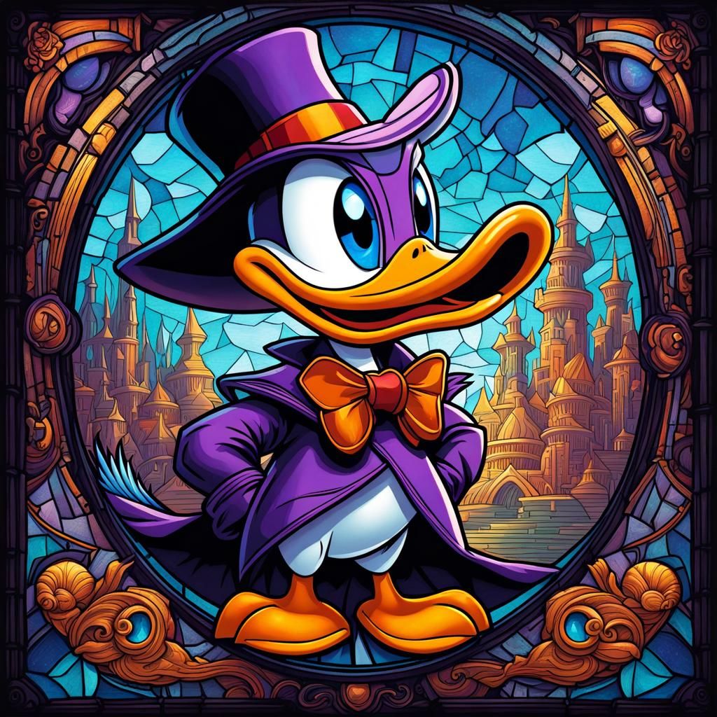 Darkwing Duck Double Exposure in Vintage Style