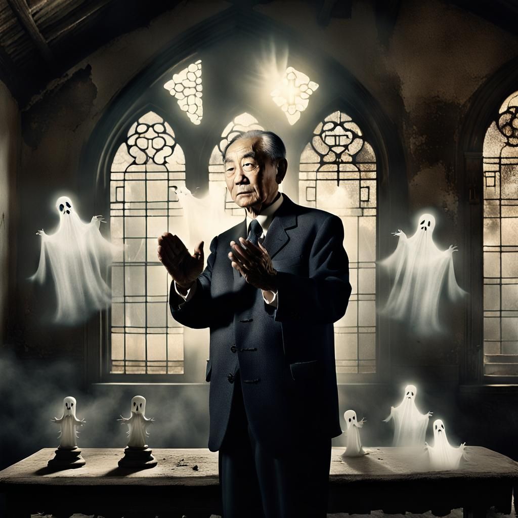 Sinister Man and Smoky Ghosts in Abandoned Church