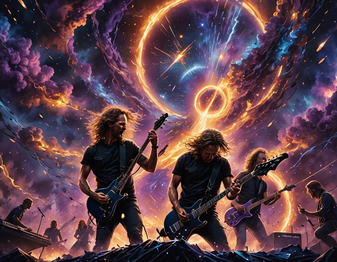 Metallica Concert Inside a Black Hole: Surreal Digital Art