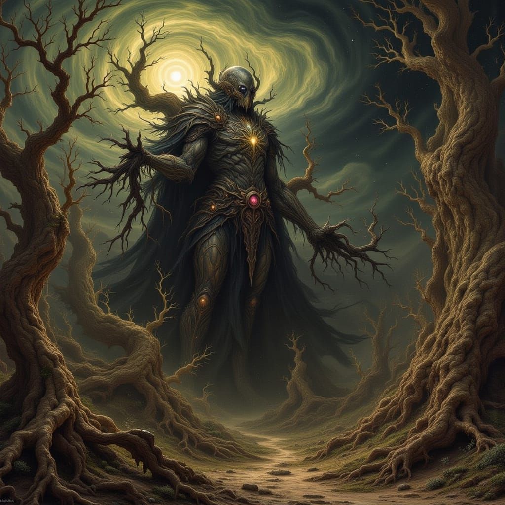 Grotesque Fantastical Tree of Life in Bosch Style