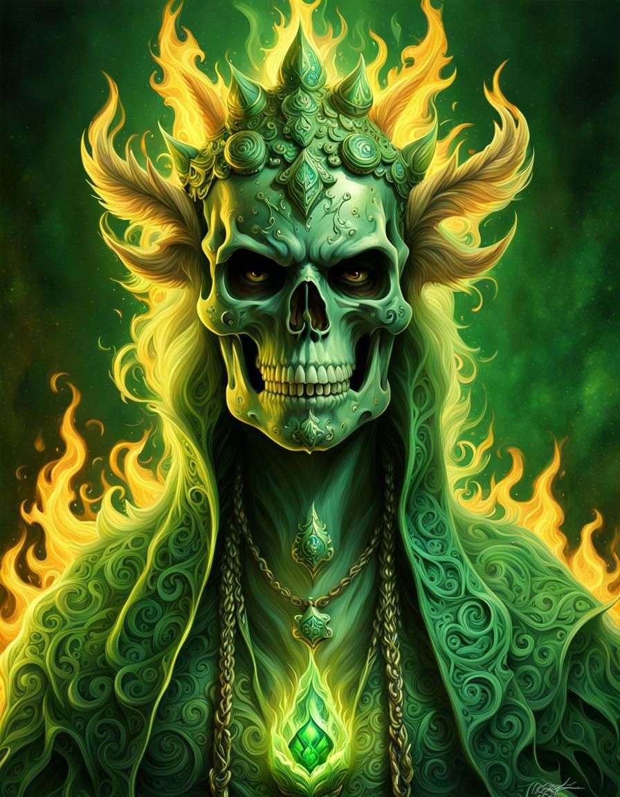 Green flame skull guardian