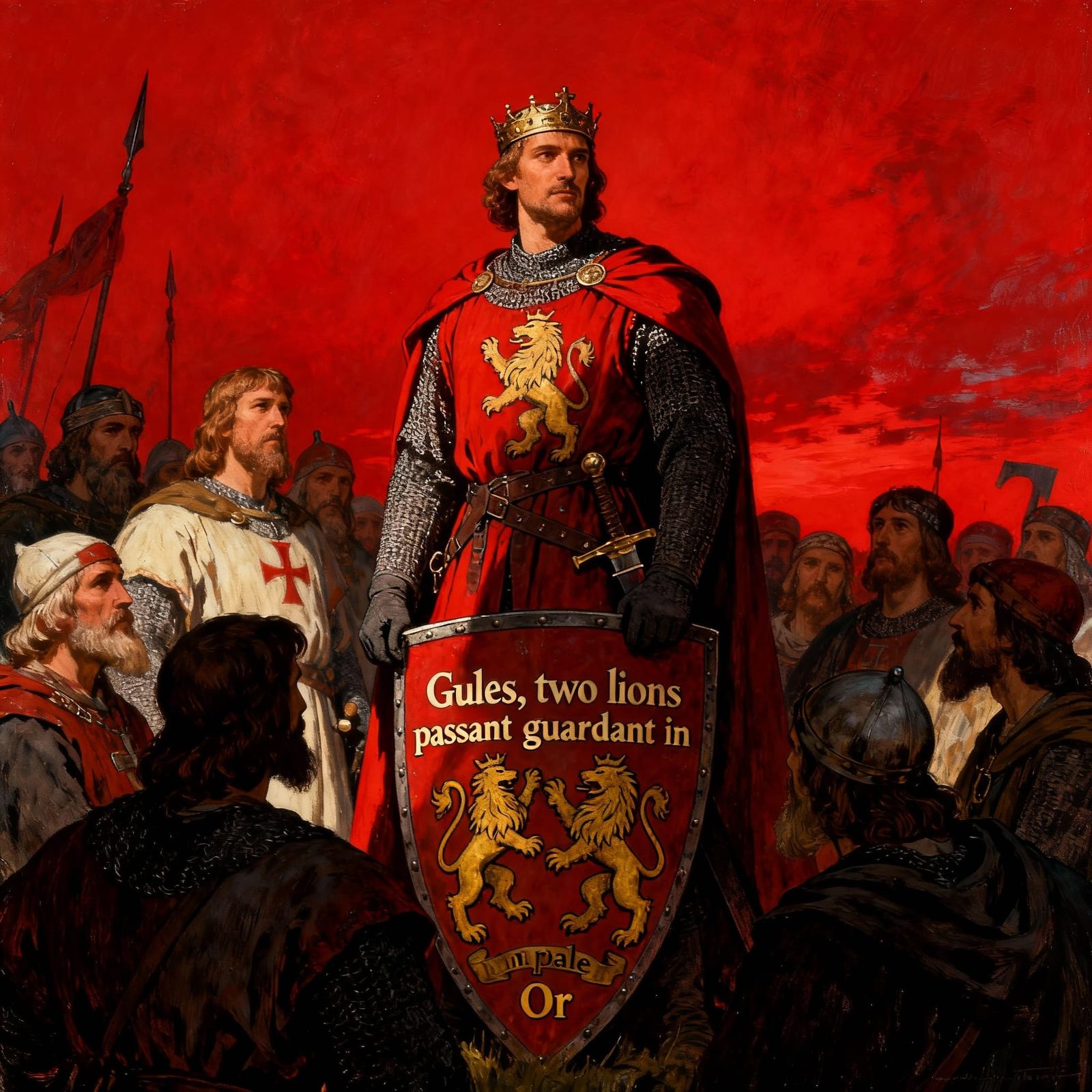 Norman Lord with Lion Crest and Saxon Subjects