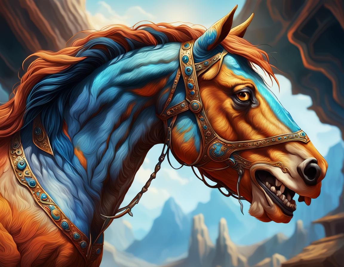 Horse-Dog Hybrid Creature in Detailed Fantasy Art