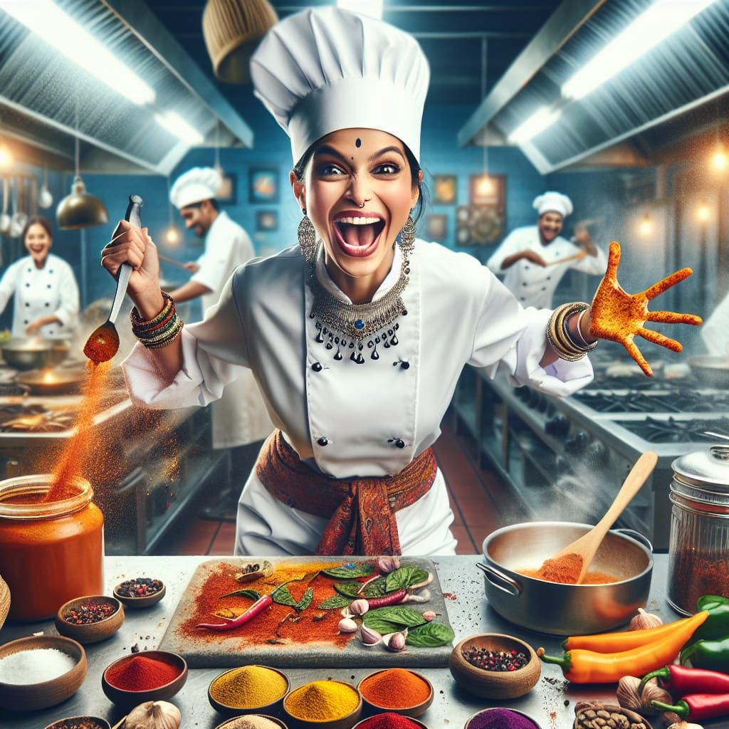 Enthusiastic Chef Prepares Signature Dish