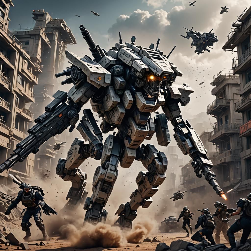 Zoid Mech Warrior on Sci-Fi Battlefield